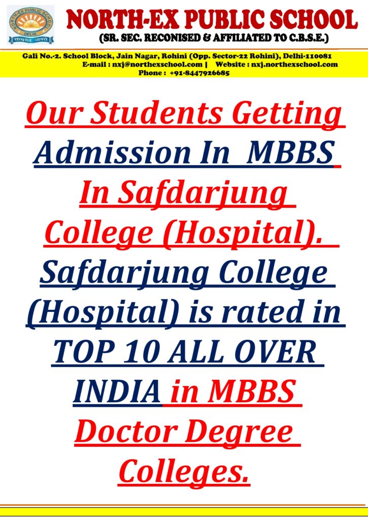 North-Ex Public School NEET - MBBS - Safdarjung Hospital